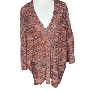 J. Jill Pure Jill‎ Campari Pullover Sweater Orange Black Space Dye Marled LP